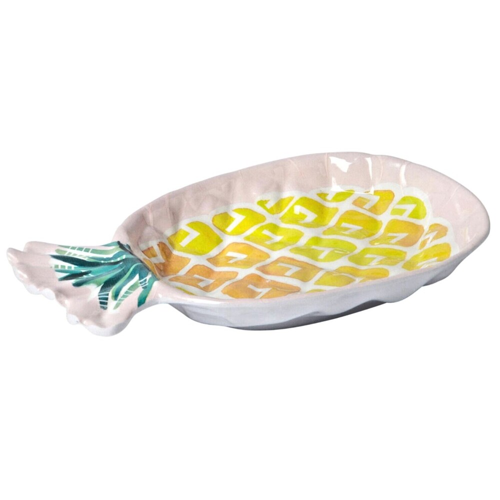 Pineapple Melamine Salad Side Plates 7" Tropical Beach Summer Pink Set of 4